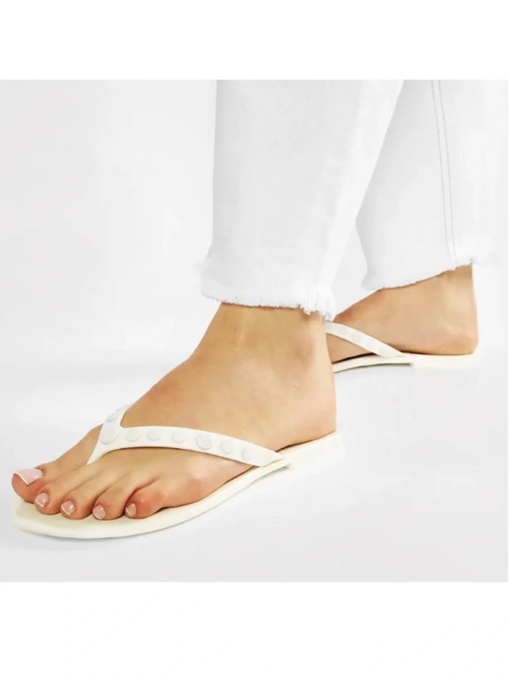 NEW💕TORY BURCH Studded Jelly Thong Beach Sandal in Ivory Size 9